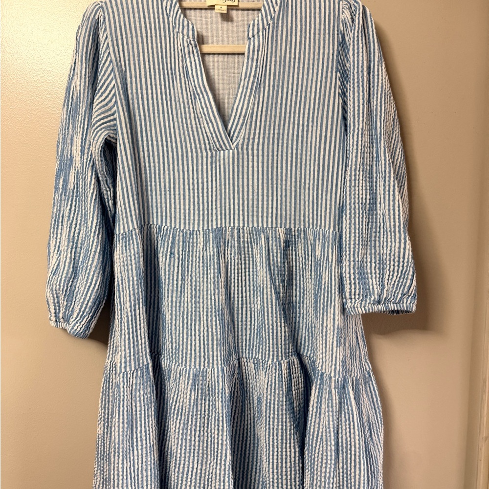Maison Jules Blue and White Striped Dress